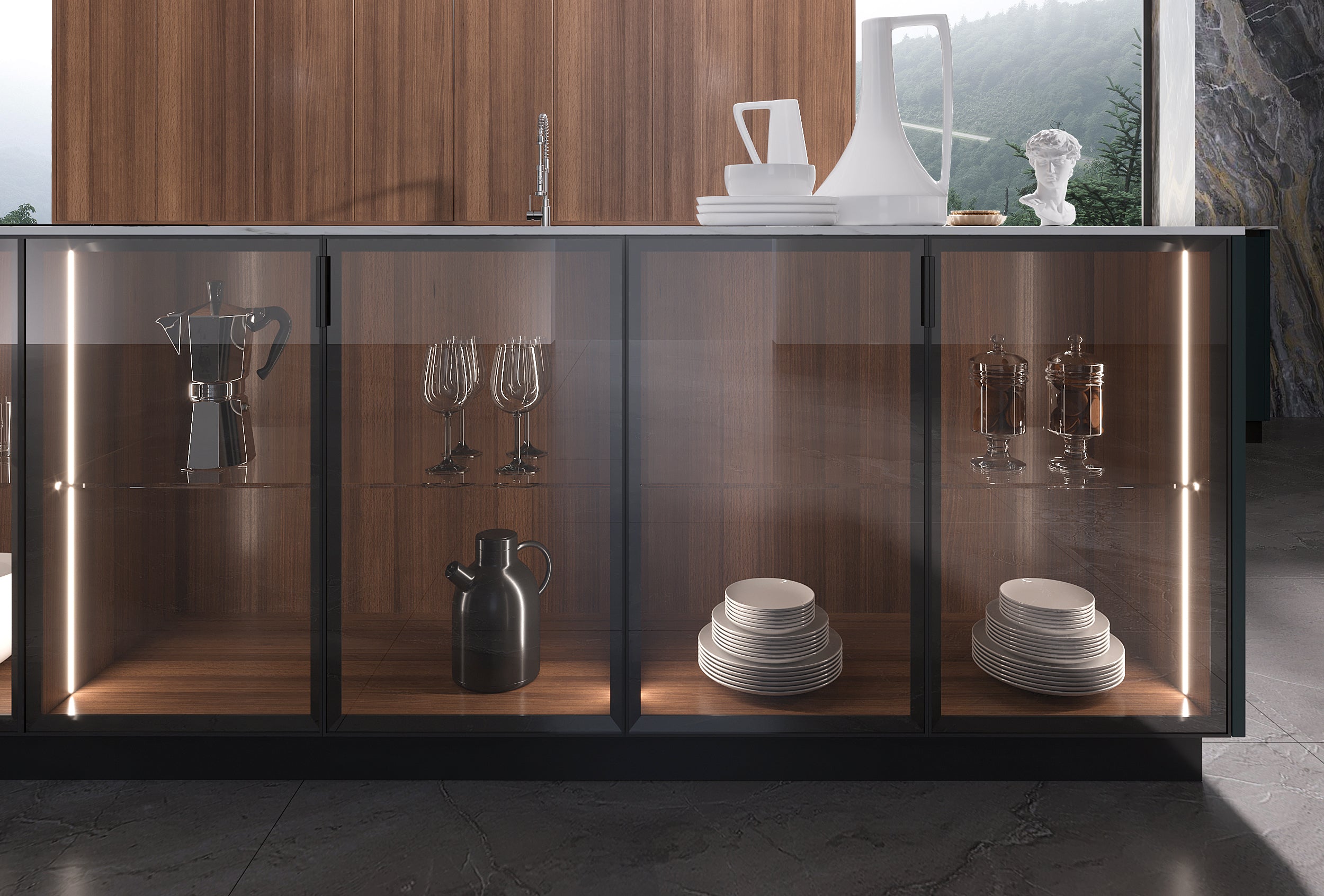 APlus Interior x Oppolia – PrestigeGlass Kitchen Lounge