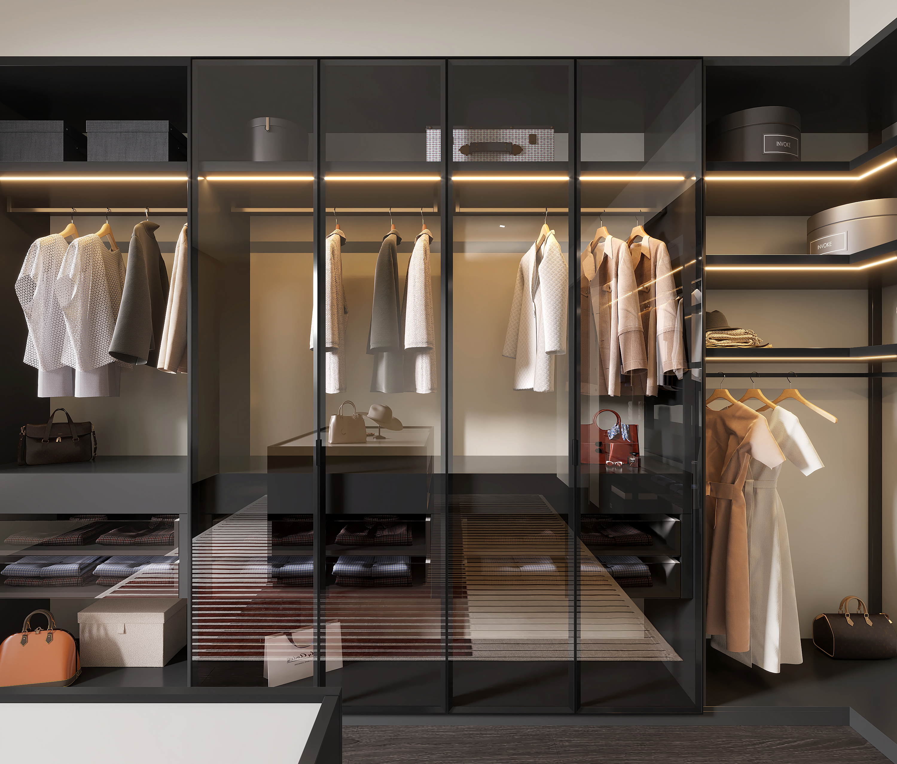 APlus Interior x Oppolia – EliteWalk Glass Walk-In Closet