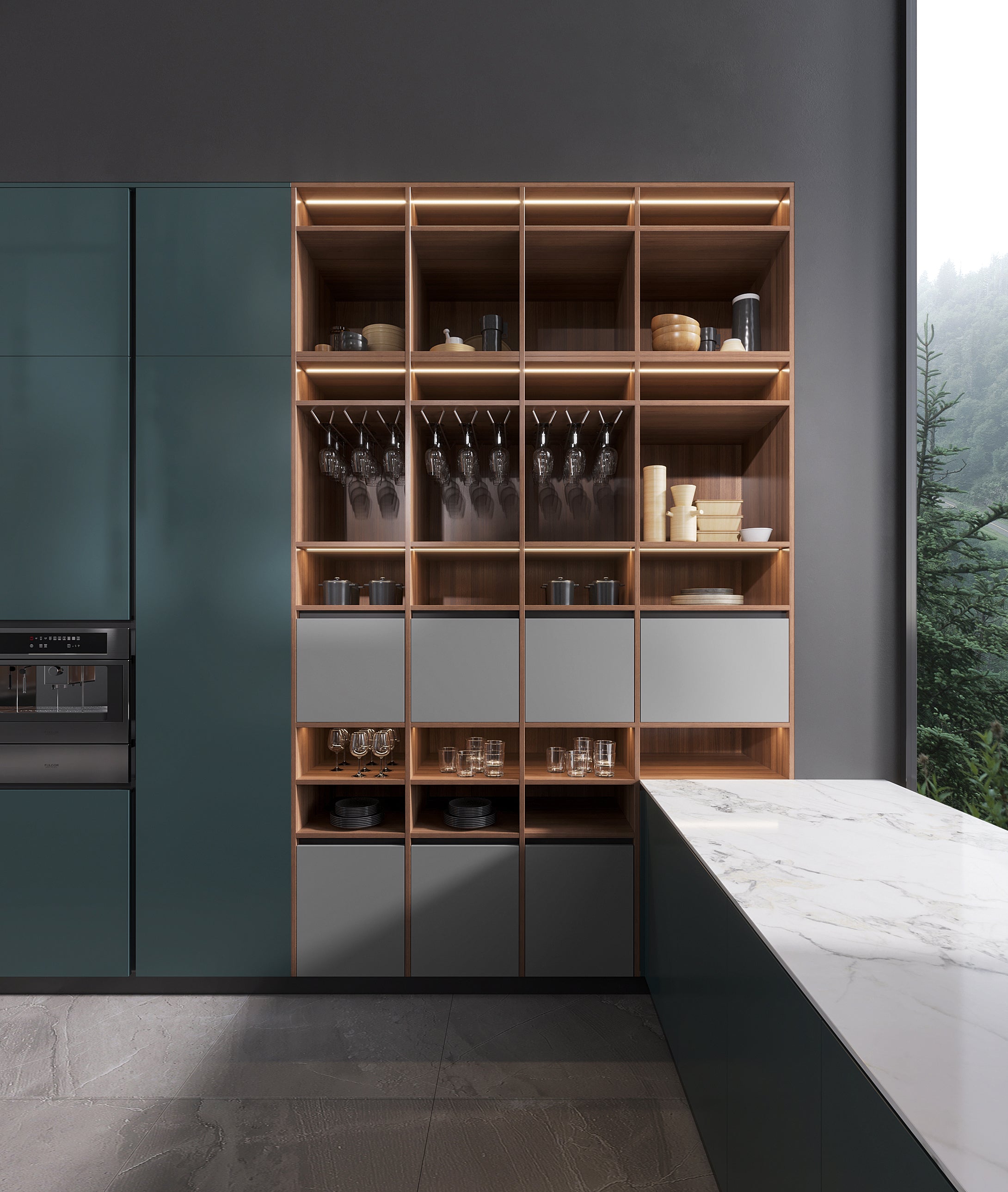 APlus Interior x Oppolia – PrestigeGlass Kitchen Lounge